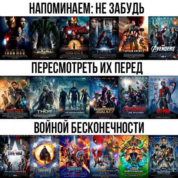 Какие фильмы надо посмотреть перед Войной бесконечности