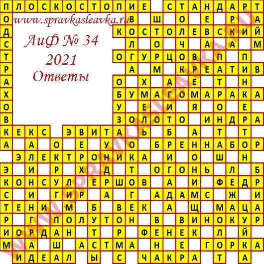Ответы на кроссворд АИФ 52 от 26 декабря 2018