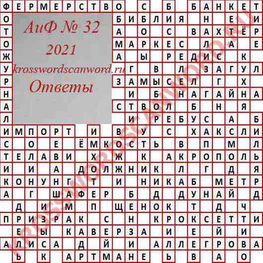 Ответы на сканворд АиФ 1-2 9 января 2019